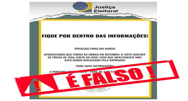 A Justiça Eleitoral esclarece que são falsos informes que vêm circulando de que o voto servirá c...